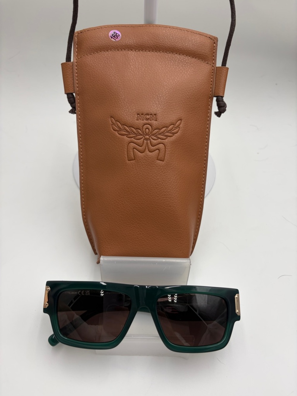 MCM sunglasses with Cognac faux Leather Pouch Crossbody -